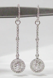 1.40 TCW Round & Baguette Diamonds Drop Dangling Earrings G VS2 18k White Gold