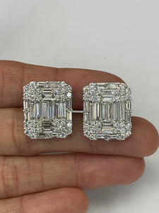 Baguettes Square Ilusion Diamond Earrings E-VVS White Gold 18kt