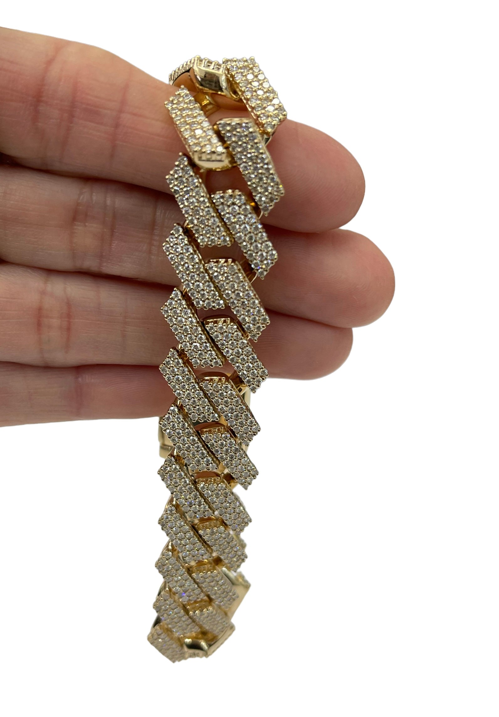 Cuban Link Diamond Bracelet Round Brilliants 10.77 Carats