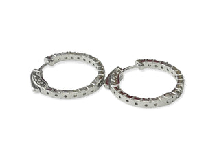 Diamond Hoop Earrings In and Out Round Brilliants Diamond White Gold