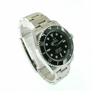 Rolex Ceramic Black Submariner No Date Stainless Steel Watch Ref 114060 Box Card