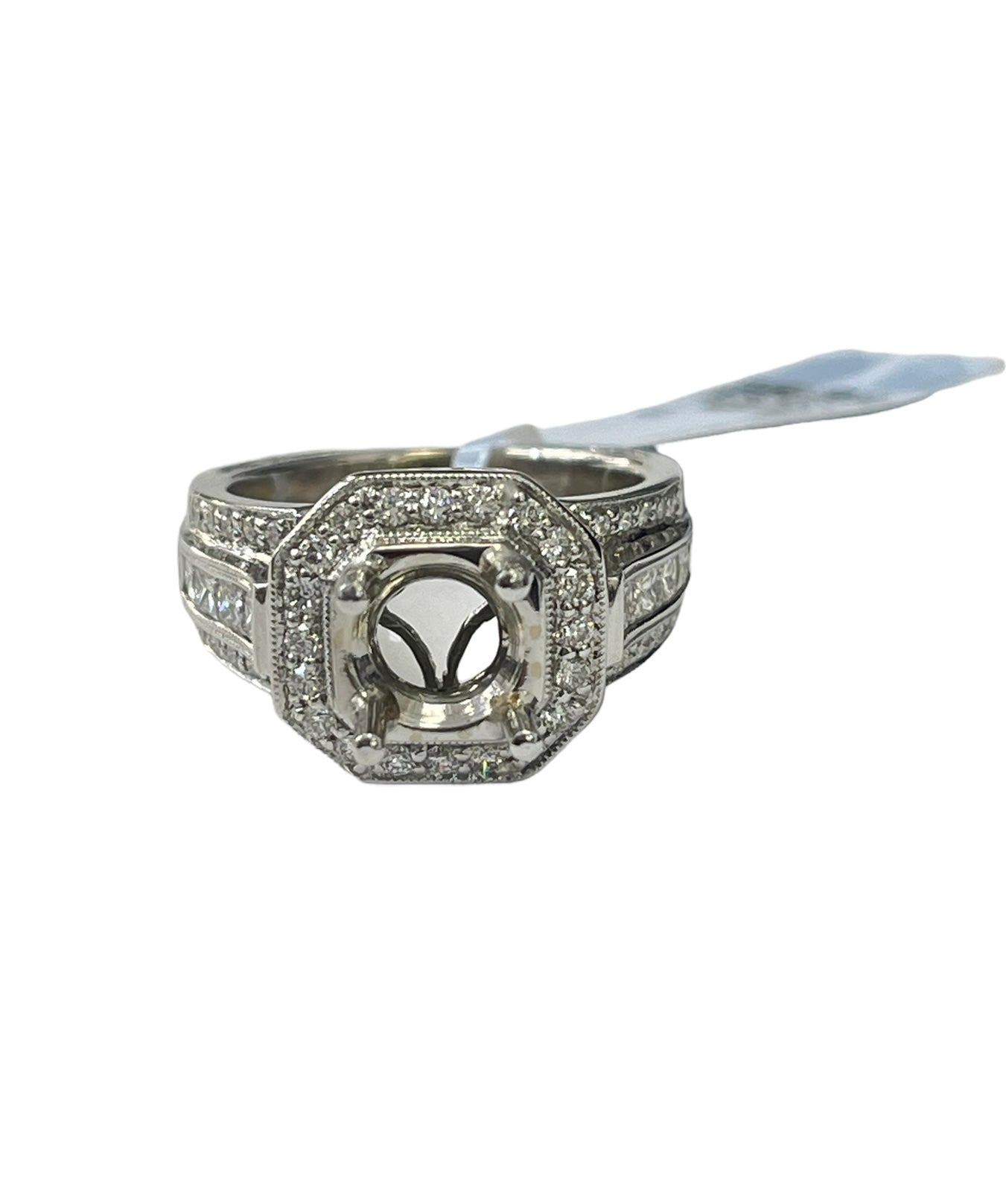Simon G Signed 4 Prong Semi-Mounting Diamond Ring 18kt White Gold