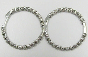 24mm 1.30 TCW Round Hoops In & Out Diamond Earrings G-H SI-1 14kt White Gold