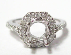 Fine 4 Prongs Semi-Mounting Round Diamond Ring Engagement 14k White Gold