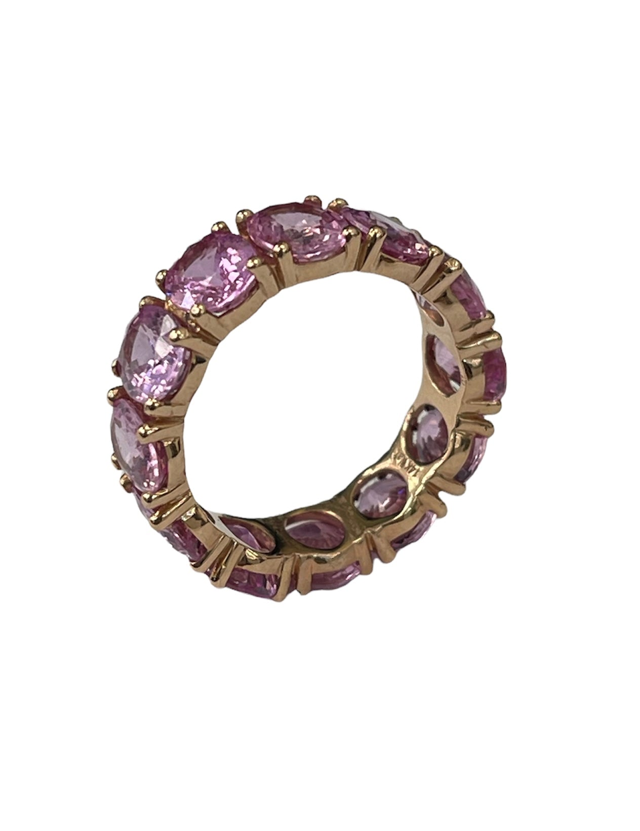 Natural Pink Sapphire Oval Shape Eternity Gem Ring Rose Gold Size 6.5