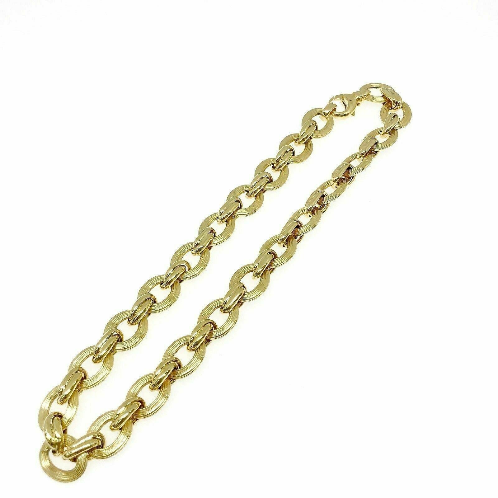 Solid 18 Karat Yellow Gold Reversible Necklace Chain 20 Inches 3.22 Ounces 18K