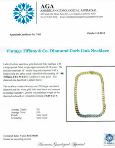Original Vintage Tiffany and Co. F VS Diamond Curb Chain 0.65 Carats 1.94 Ounces