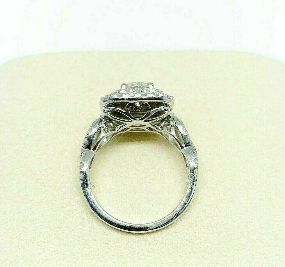 2.15 Caratst.w. Round Diamond Double Halo Engagement Ring 14k Gold 1 ct Center