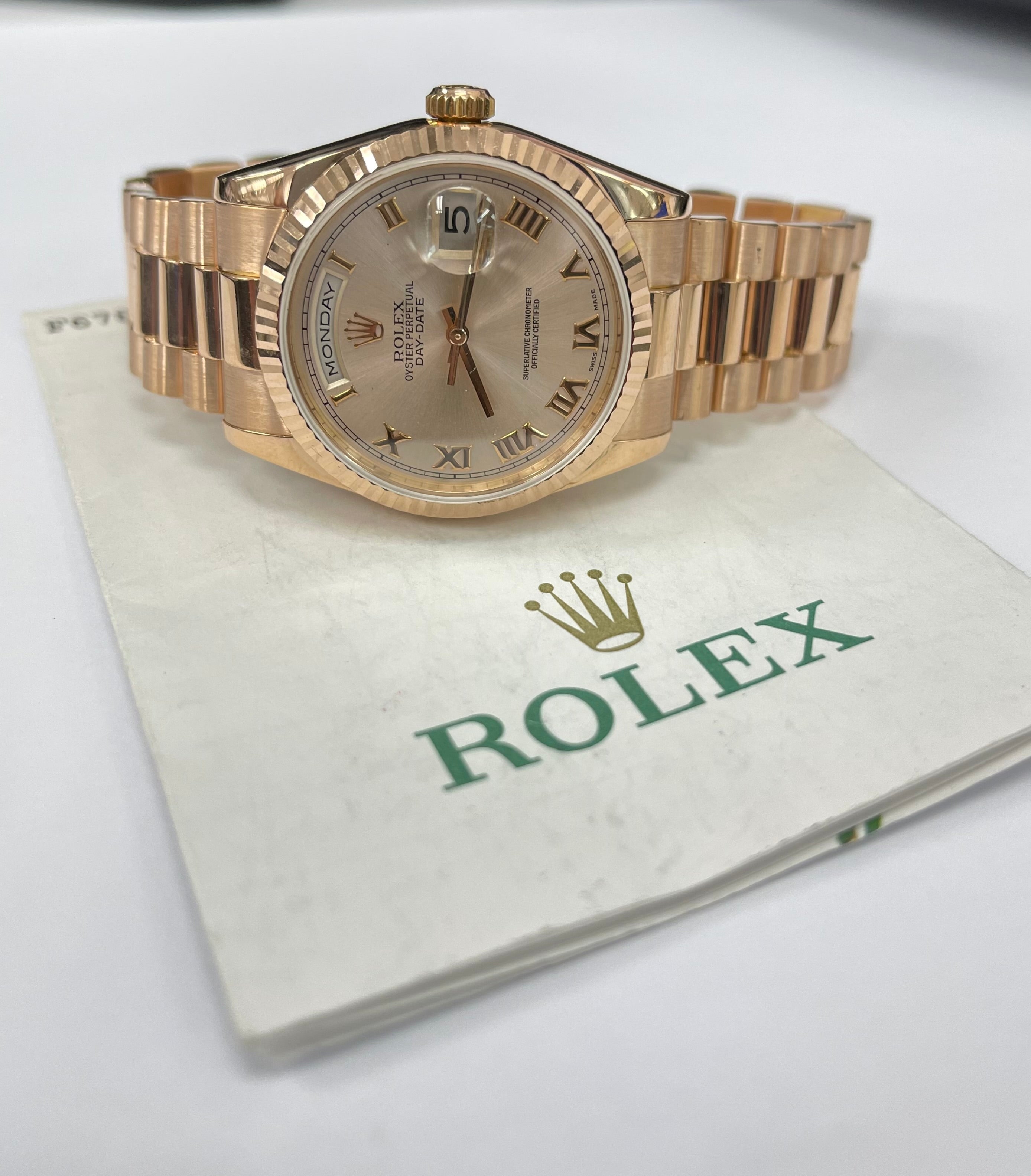 Rolex Day Date President Everose Gold 36MM with Papers 118235