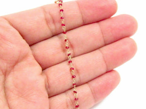 Fine Red Ruby Bead & Pearl Strand Necklace 14k Yellow Gold 18 Inches 30 Carats
