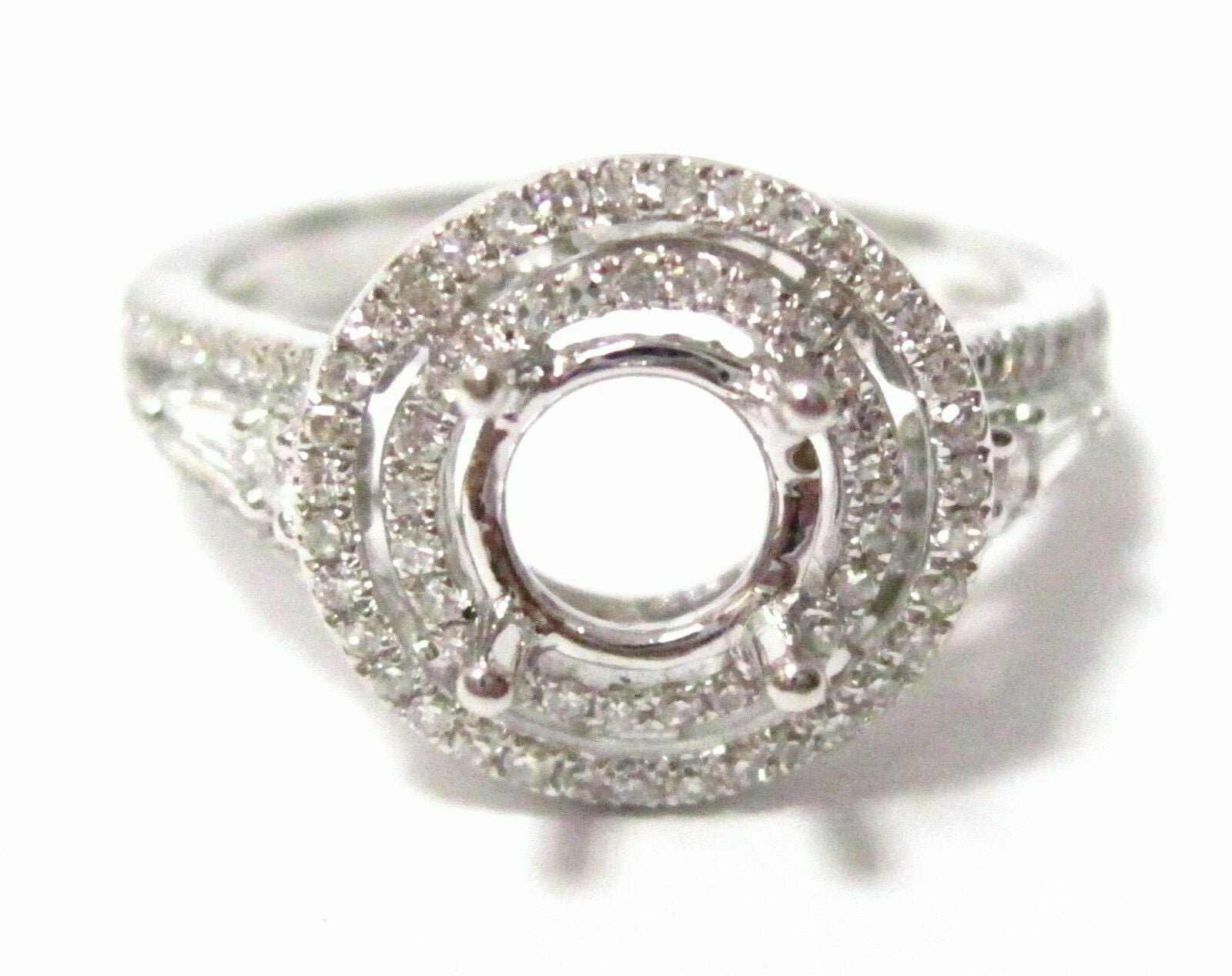 Fine 4 Prongs Semi-Mounting Round Brilliant Baguette Diamond Ring Engagement 1