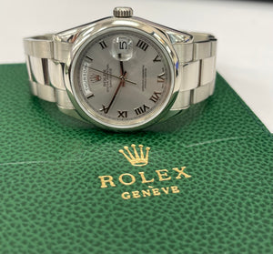 Rolex Day Date President 18kt White Gold Watch Rhodium Dial Reference 118209