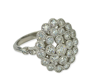 Round Brilliant Bubble Diamond Ring White Gold 18kt