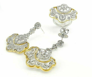 2.50 tcw Diamond Ring & Earrings Set Vintage Round Cut 18K two tone Gold