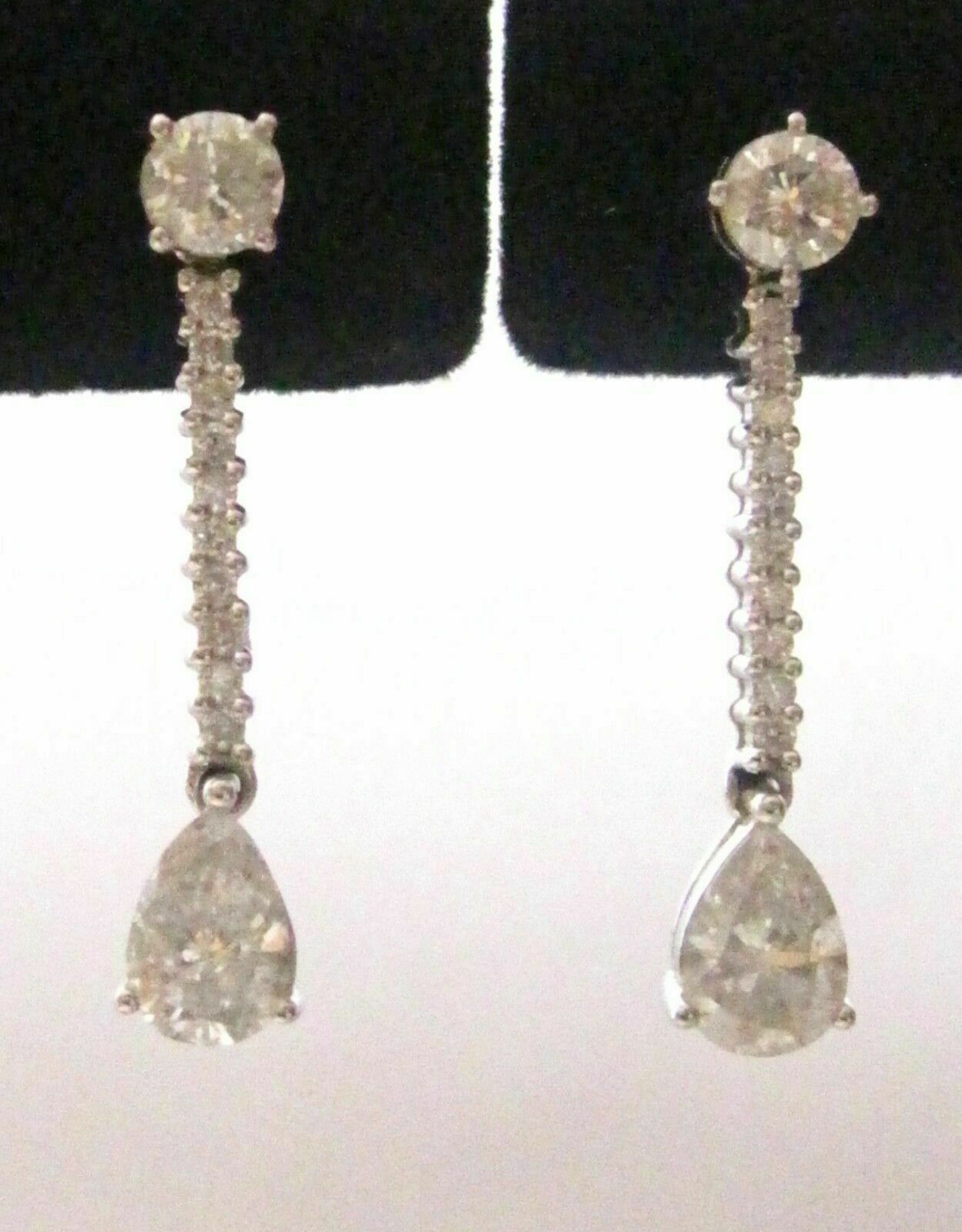 1.75 TCW Pear and Round Brilliant Detachable Diamond Earrings 14k White Gold