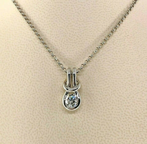 0.50 Carat 14K Love Knot Diamond Solitaire Pendant with 14K White Gold Chain