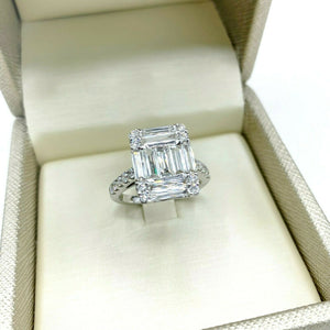 1.99 Carats Diamond Invisible Set Emerald Halo Wedding/Anniversary Ring 18K Gold