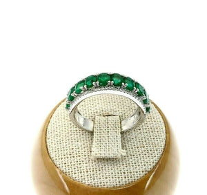 Fine 1.84 Carats t.w. Diamond and Emerald Anniversary Ring May Birthstone 14K