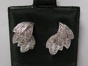 .62 TCW Flower Leaf Round Cut Diamond Earrings Screw Back G SI1 14k White Gold
