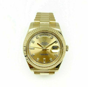 Rolex 41mm Day Date President Watch Solid 18K Gold Factory Diamond Dial 211Grams