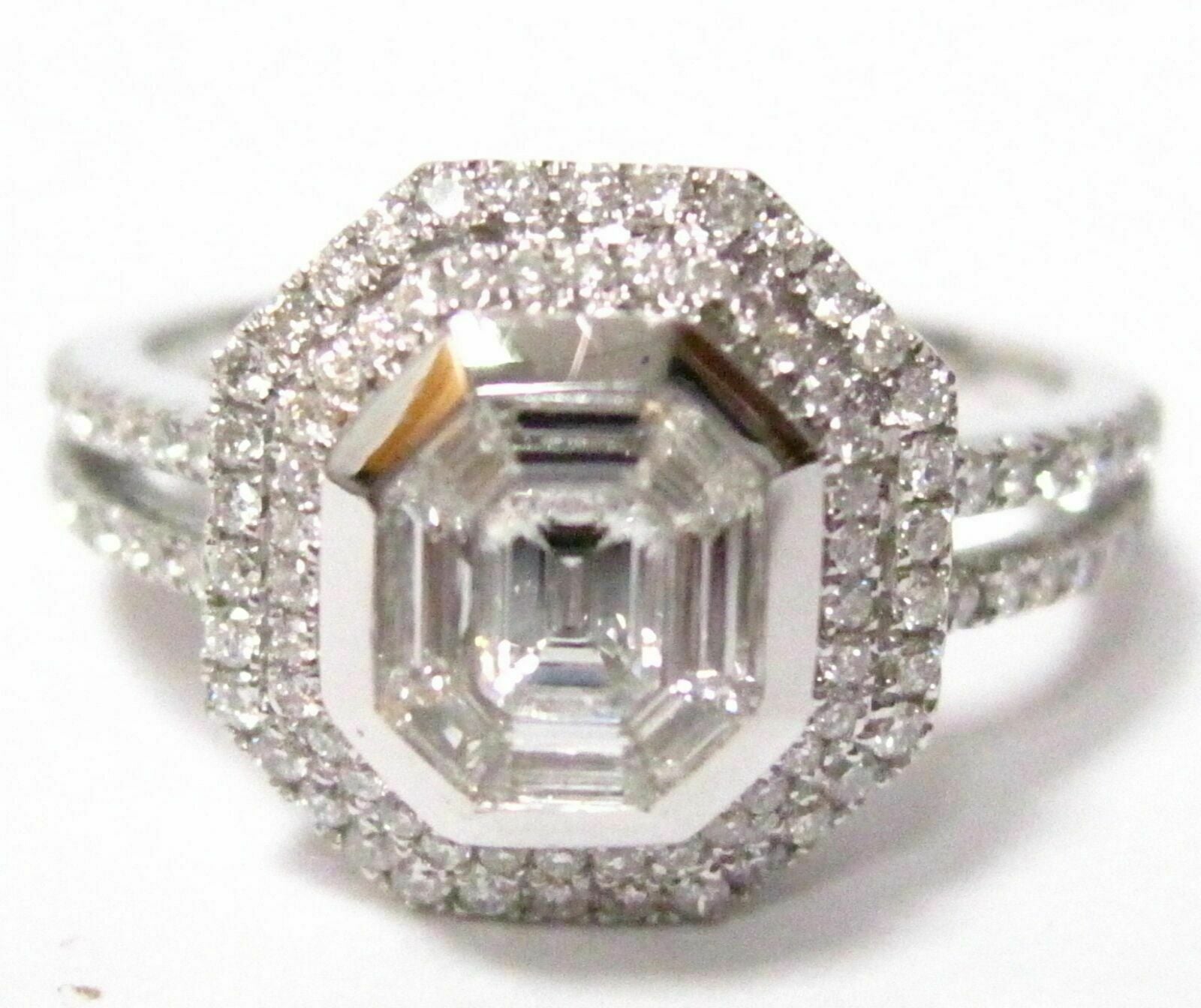 .90 TCW Baguette&Round Diamonds Solitaire Engagement Ring G VS2 Size 6.5 18k WG