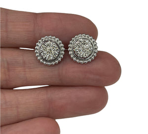 Round Brilliants Illusion Diamond Stud Earrings White Gold