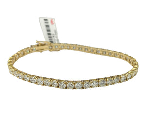 7.25 Carats Diamond Tennis Bracelet Round Brilliant 14K Yellow Gold