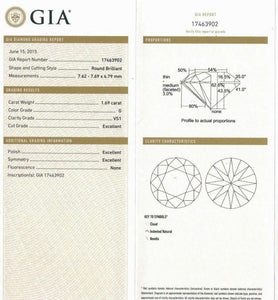 Tacori Platinum Diamond Engagement Ring 1.69 Carats Round GIA G VS1 3X Cut