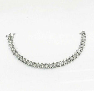 6.90 tcw Round Brilliant Diamond Tennis Bracelet in 14K White Gold Accent Set