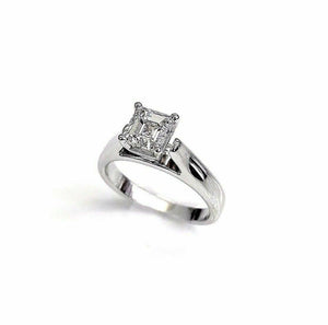 0.90 Carat GIA E SI1 Asscher Diamond Solitaire Wedding/Engagement Ring 14K White