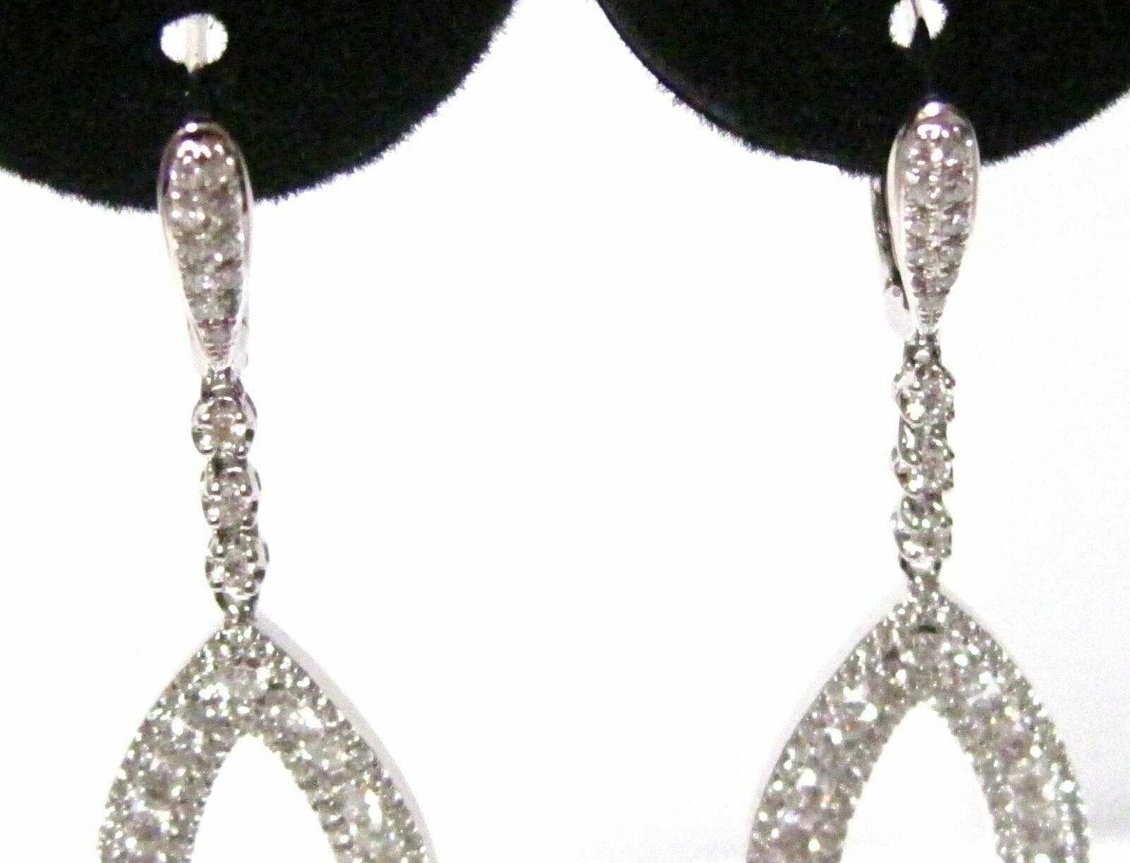 1.70 TCW Round Diamond Pear Shape Drop/Dangling Earrings F-G VVS2 18k White Gold