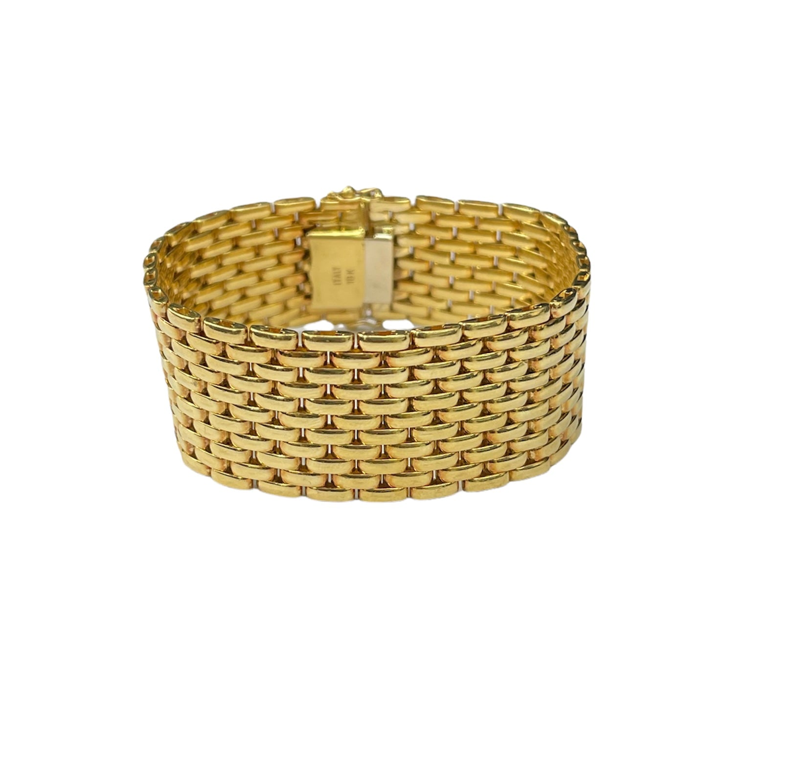 Wide Weave Yellow Gold Bracelet 18kt ITALY