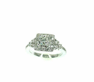 1.70 Carats tw Princess Cut Diamond Halo Engagement Ring H VS1 1.00 Carat Center