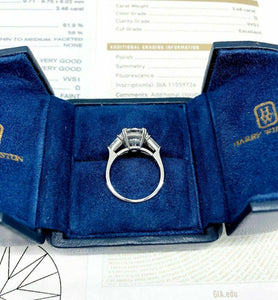 Original Harry Winston 4.10 Carats GIA D VVS1 Diamond Platinum Engagement Ring