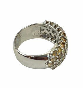 Pave Dome Round Brilliants White and Chocolate Diamond Ring 14kt