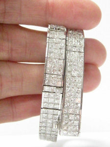 14.39 Carats Four Row Princess Cut Diamond Tennis Bracelet 18kt White Gold