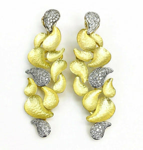 1.36 Carats t.w. Diamond Dangle Earrings 18 Karat Yellow Gold 2.75 Inch Italian