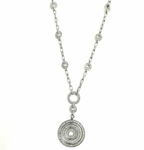 3.70 Carats t.w. Custom Made Diamond Round Halo Necklace 14K Gold Brand New