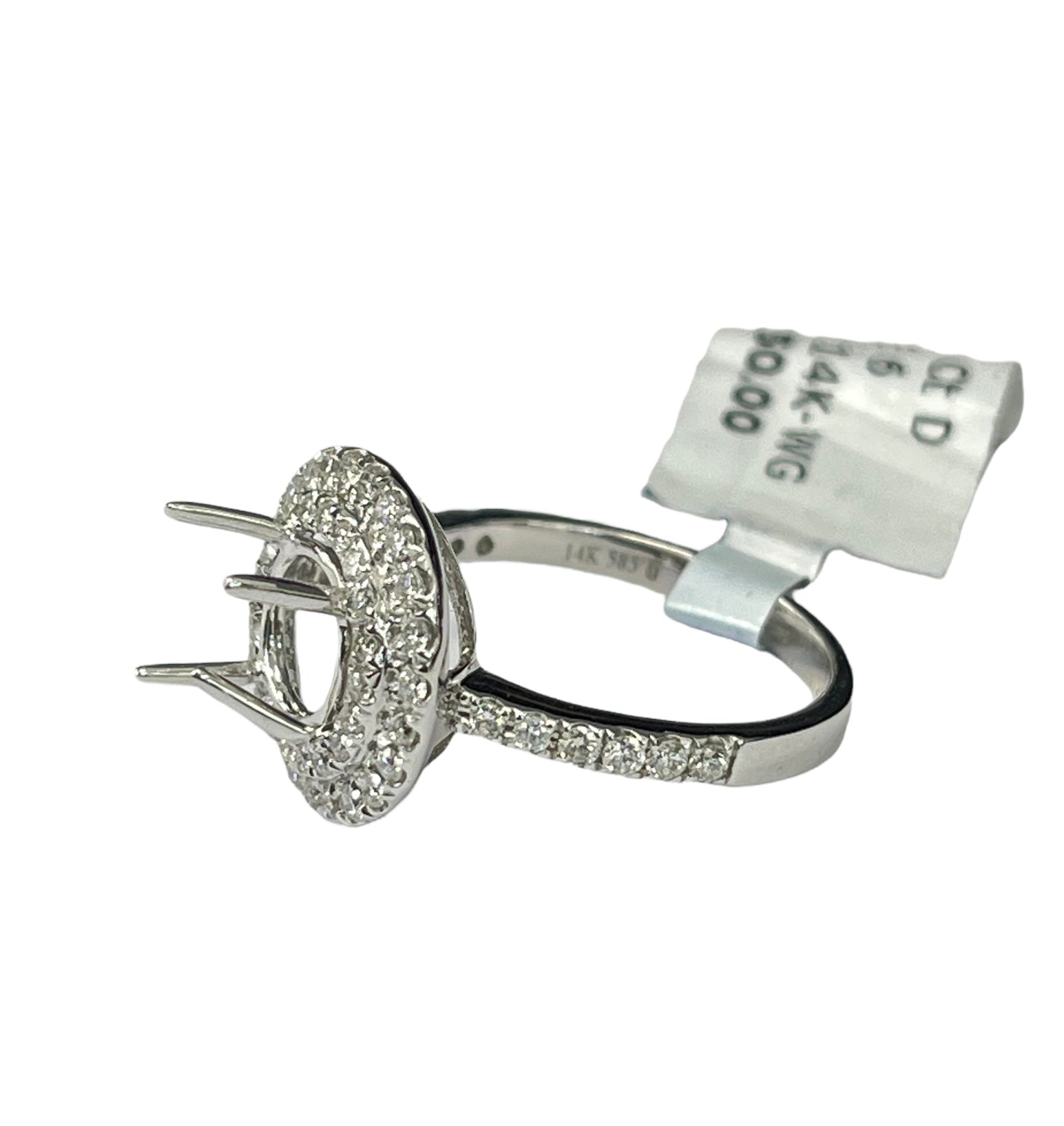 4 Prong Semi-Mounting Double Halo Diamond Ring 18lt White Gold