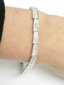 3.30 TCW Princess Cut 2 Row Diamond Bracelet 7.5 Inches 18kt White Gold