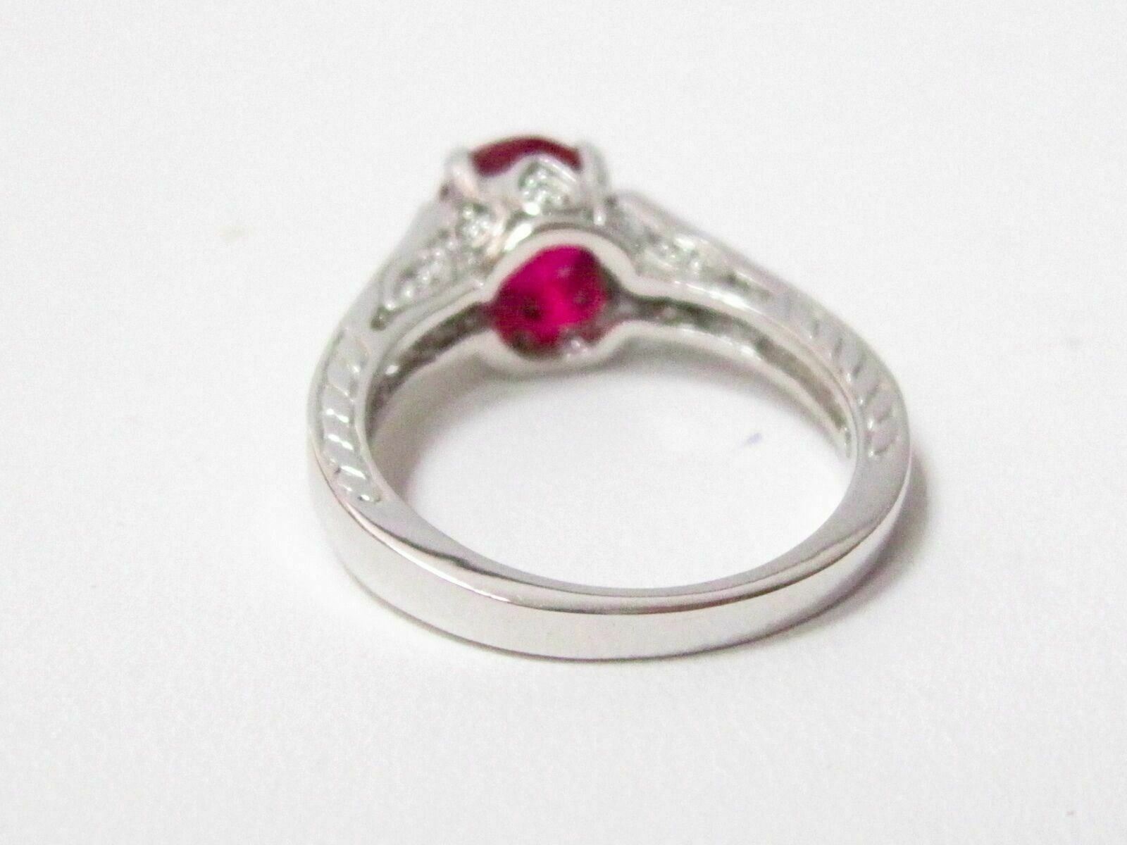 2.14cts Art-Deco Style Round Ruby & Diamond Accents Solitaire Ring Size 6.5 14k