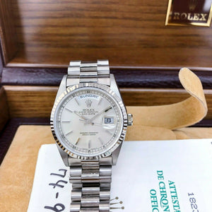 Rolex Day Date President 18K White Gold 36mm Watch 18239 Box and Papers DQ Set