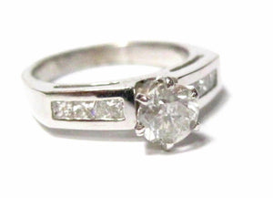 1.11 TCW Round & Princess Cut Diamond Engagement Ring Size 6 I SI-2 14k Gold
