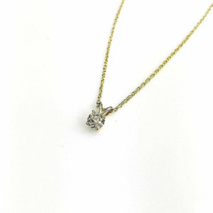 0.68 Carat 14K Round Diamond Solitaire Pendant with 14K Yellow Gold Chain