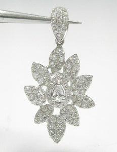 1.48 TCW Natural Round Brilliant and Marquise Diamond Pendant F-G VS2-1 18k