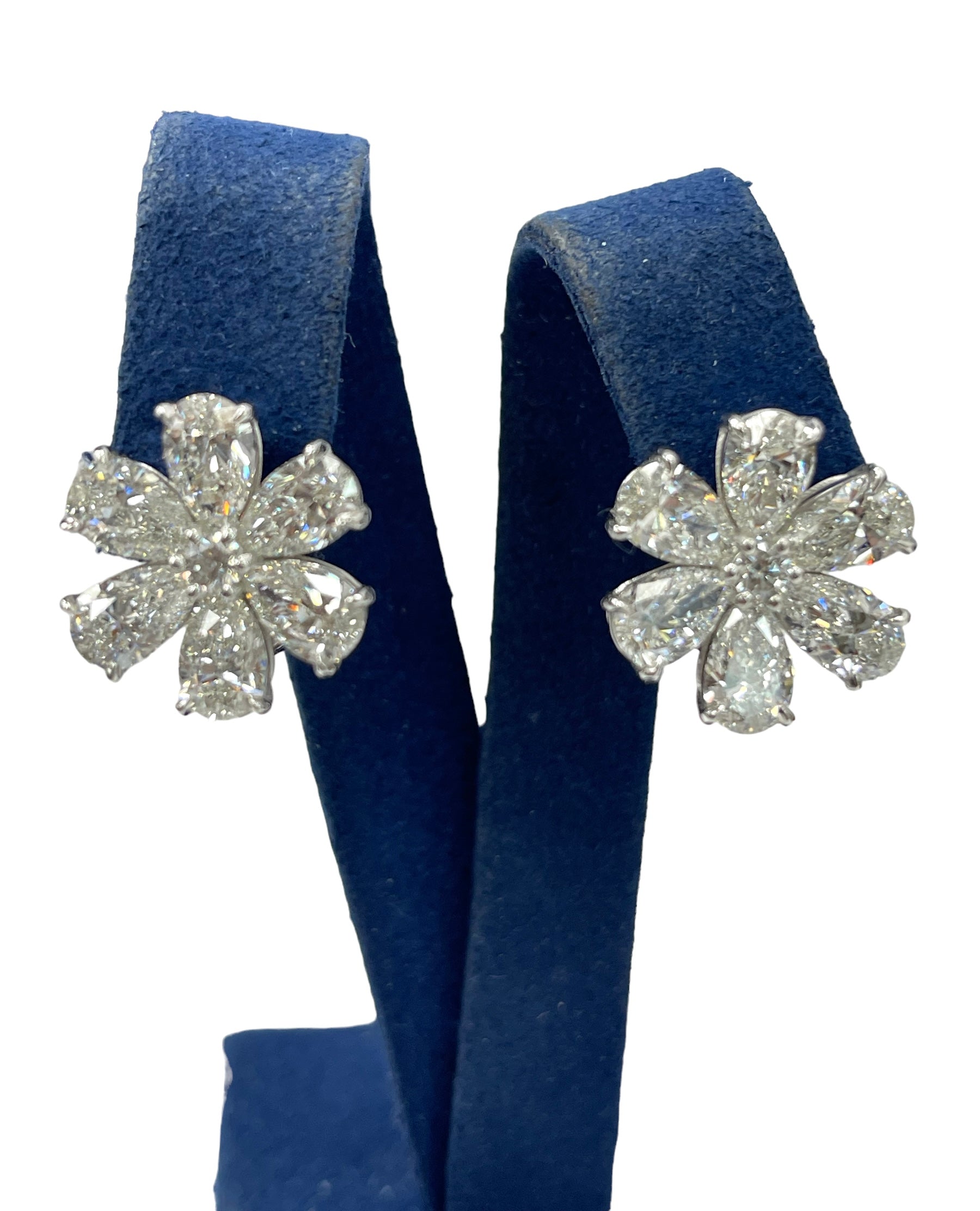 Pear Brilliants Flower Diamond Earrings Platinum