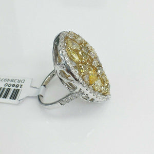 5.72ct Fancy Colored & White Diamonds Pear Shape Cluster Cocktail Ring Size 6.5