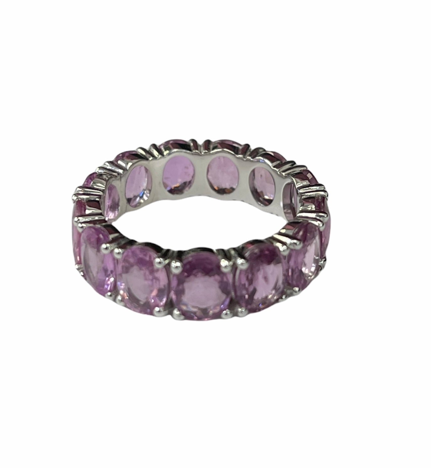 Natural Pink Sapphire Oval Shape Eternity Gem Ring Size 7