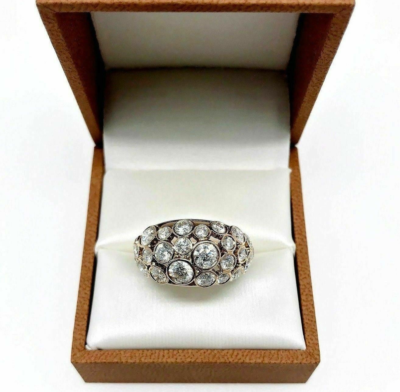 2.87 Carats Handmade 18K Rose Diamond Bezel Set Anniversary / Celebration Ring