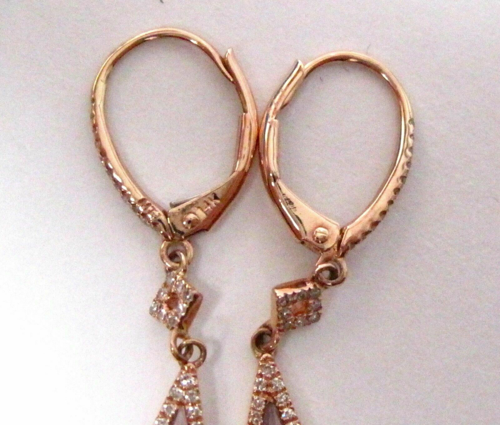 4.19 TCW Natural Purple Amethyst Quartz & Diamond Dangle Earrings 14k Rose Gold